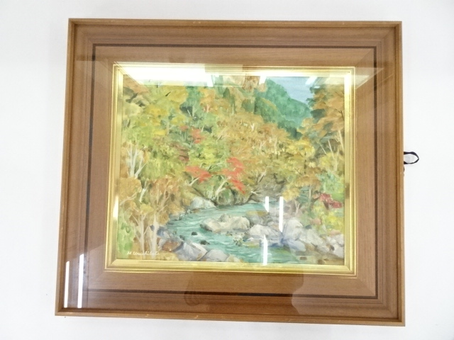 JAPANESE WATERCOLOR PAINTING / FRAMED / MOUNTAIN STREAM